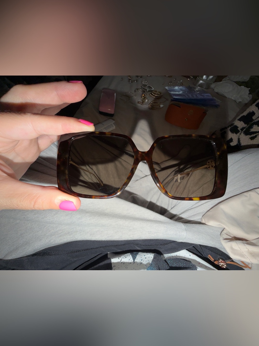 Tory Burch Tortoiseshell Oversized Square Sunglasses - Brown